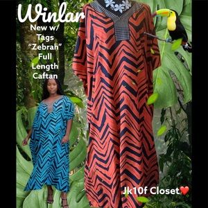 🌷NWT WINLAR ZEBRA STRIPES COVERUP CAFTAN DRESS